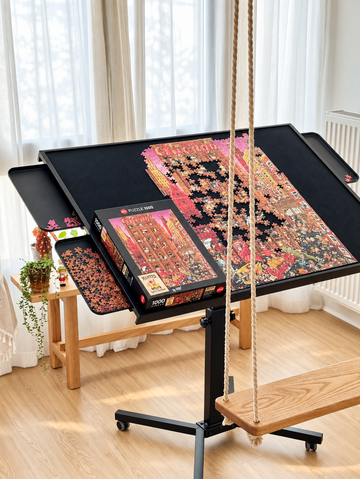 HEBESPACE puzzle table styled in a modern living room