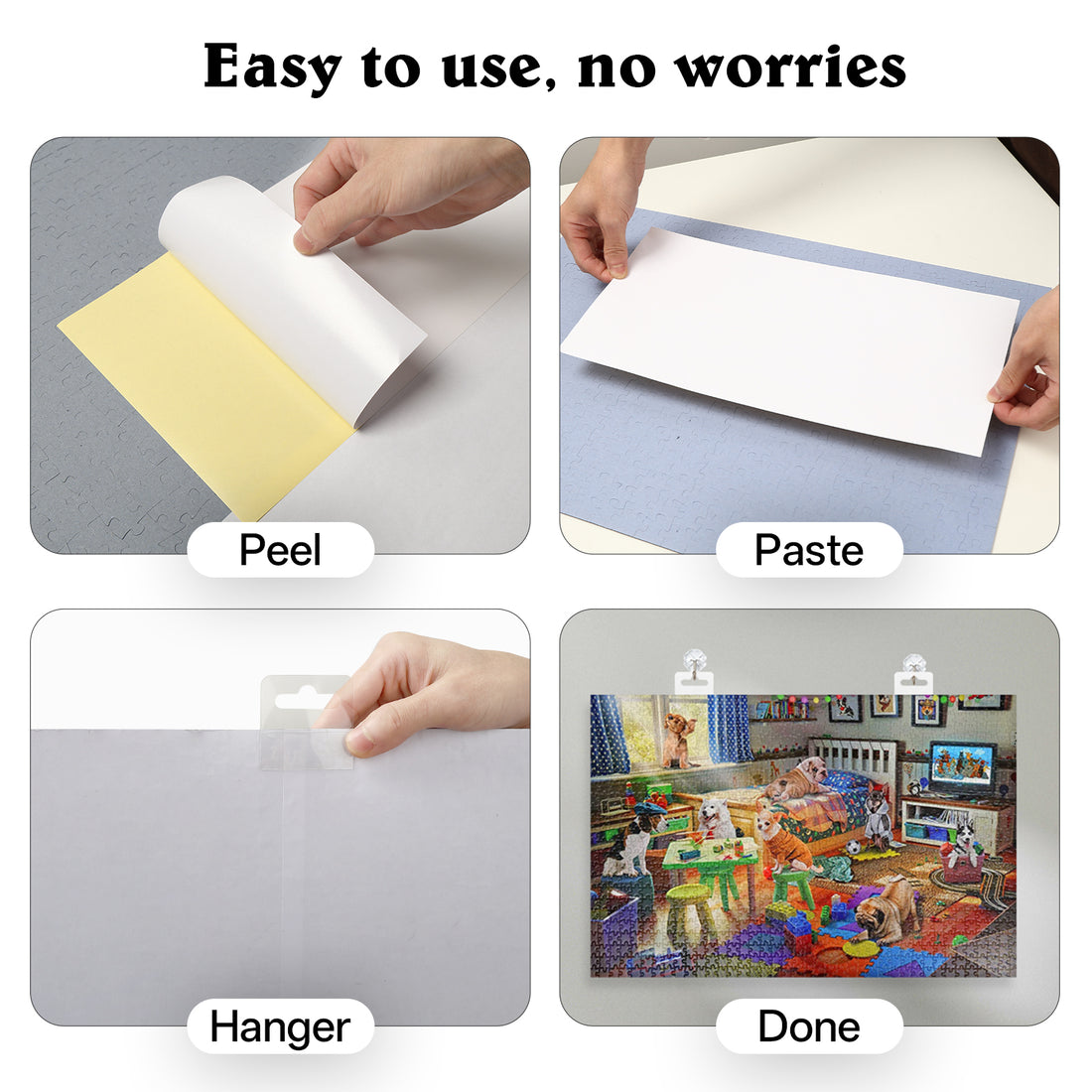 HEBESAPCE 48 Puzzle Saver Sheets with 8 Adhesive Hooks