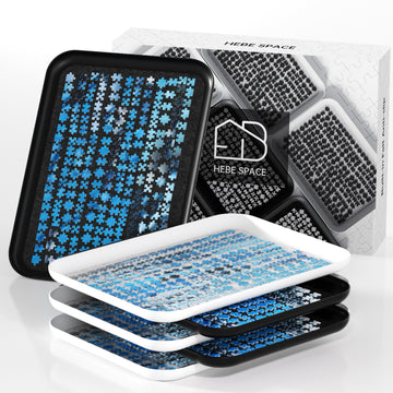HEBESPACE Anti-Slip Jigsaw Puzzle Sorting Trays – 6 Mixed (Black & White)