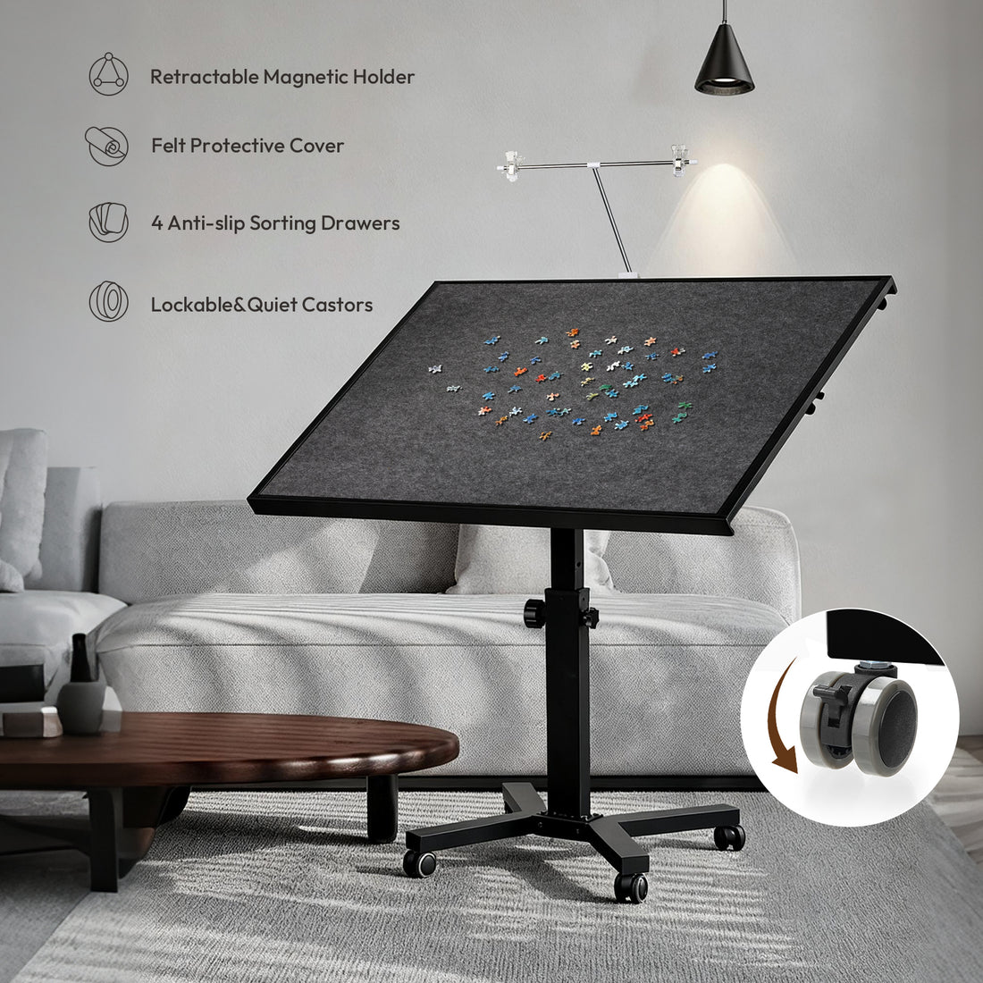 HEBESPACE 2000-piece Jigsaw Puzzle Table (Black) (US)