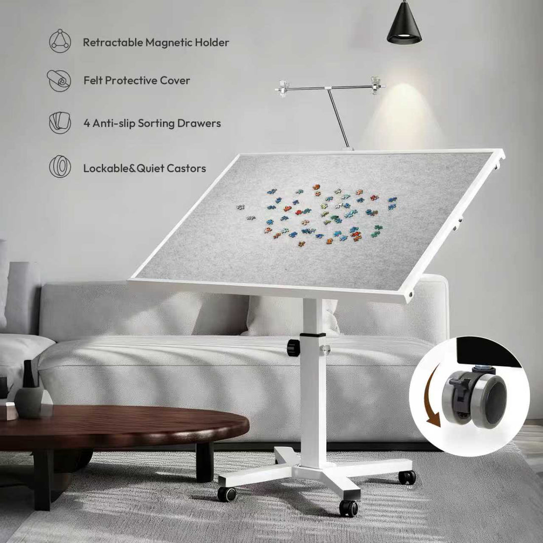 HEBESPACE 1500-Piece Jigsaw Puzzle Table (White)