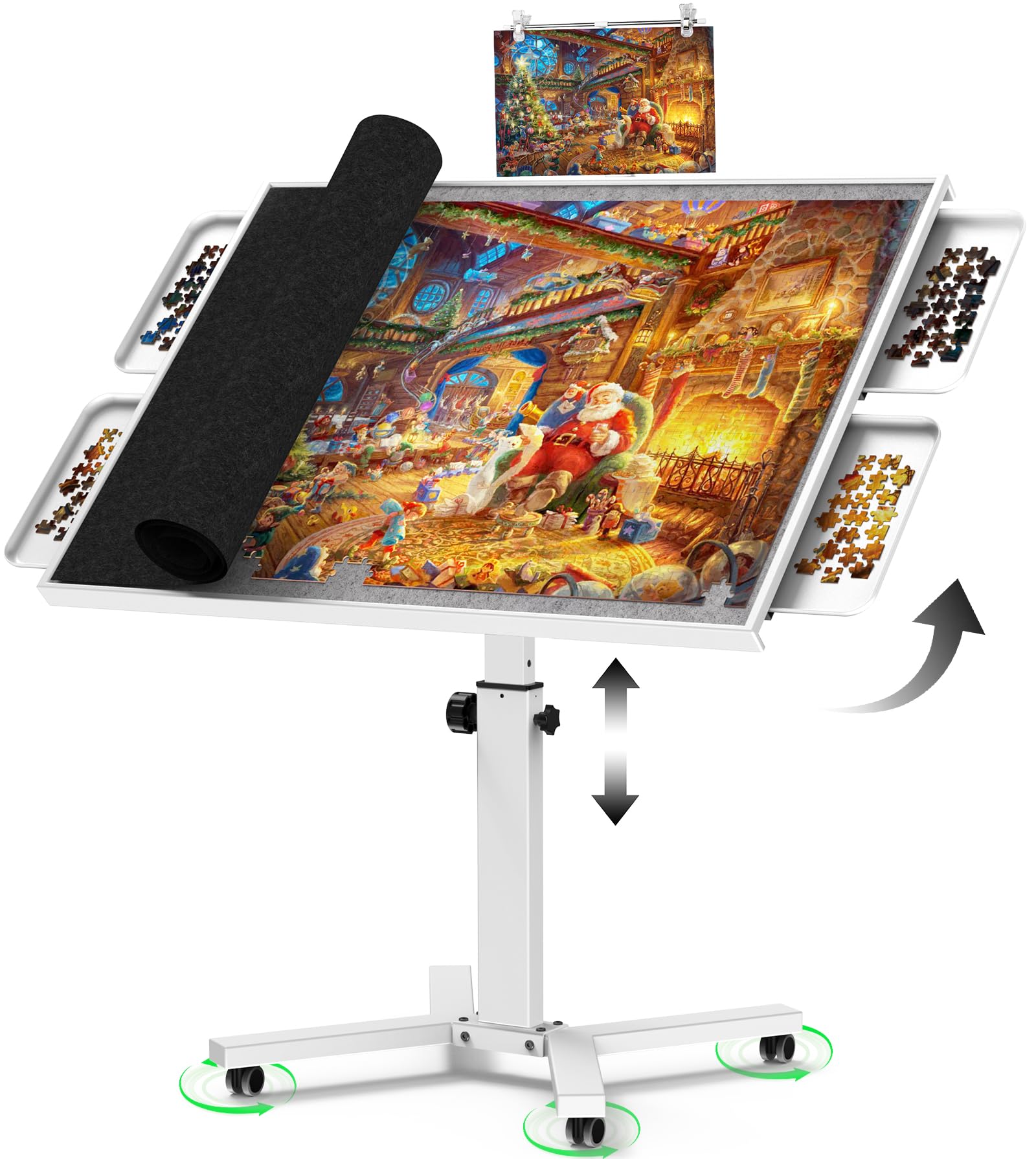 Adjustable Height Puzzle Table with Drawers | 2000 Piece Tilting